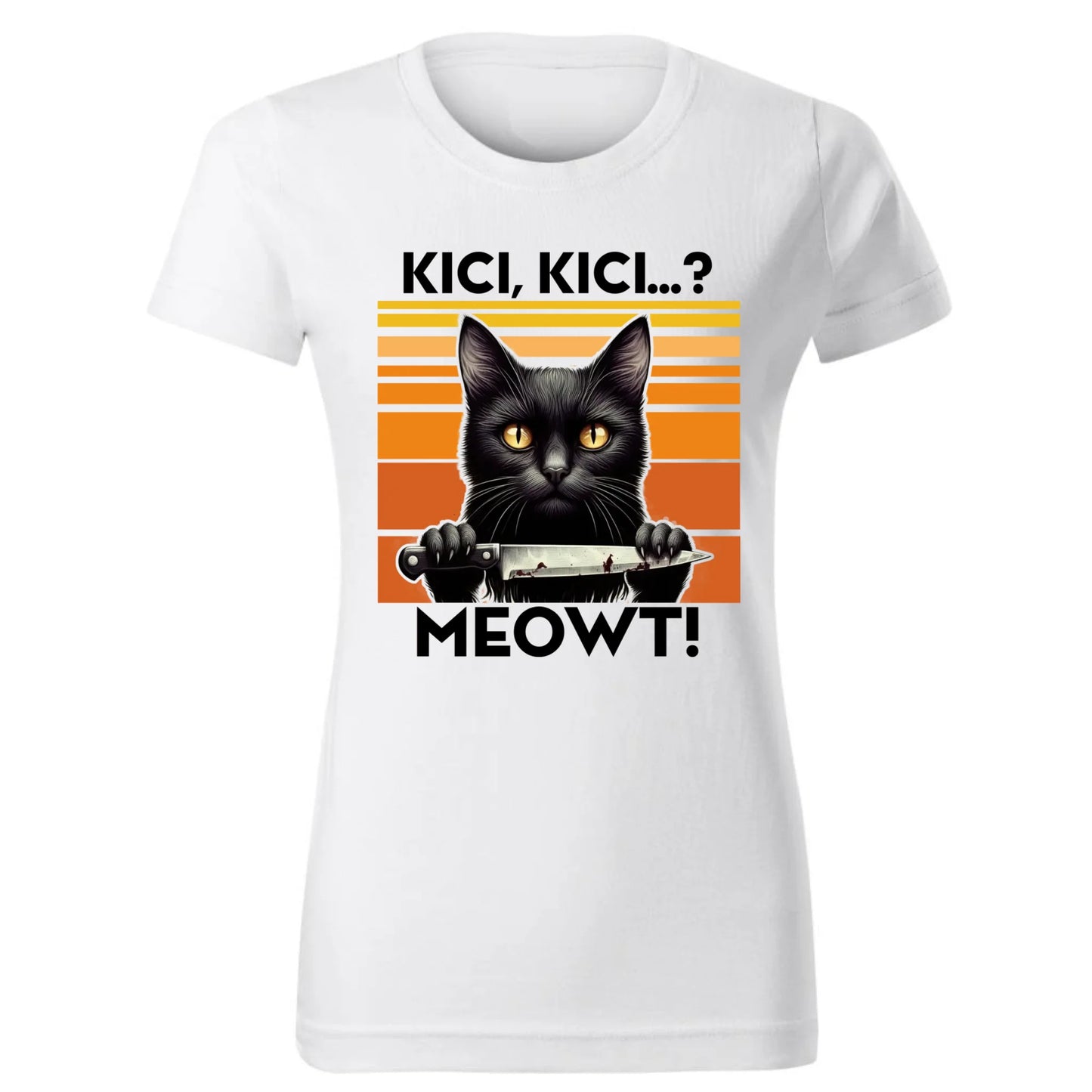 Koszulka damska - Kot z nożem - Kici, kici... MEOWT! HL17 - StoryCups.pl