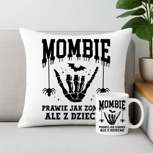 Zestaw poduszka i kubek dla mamy - Mombie - zombie z dziećmi HL18 - StoryCups.pl