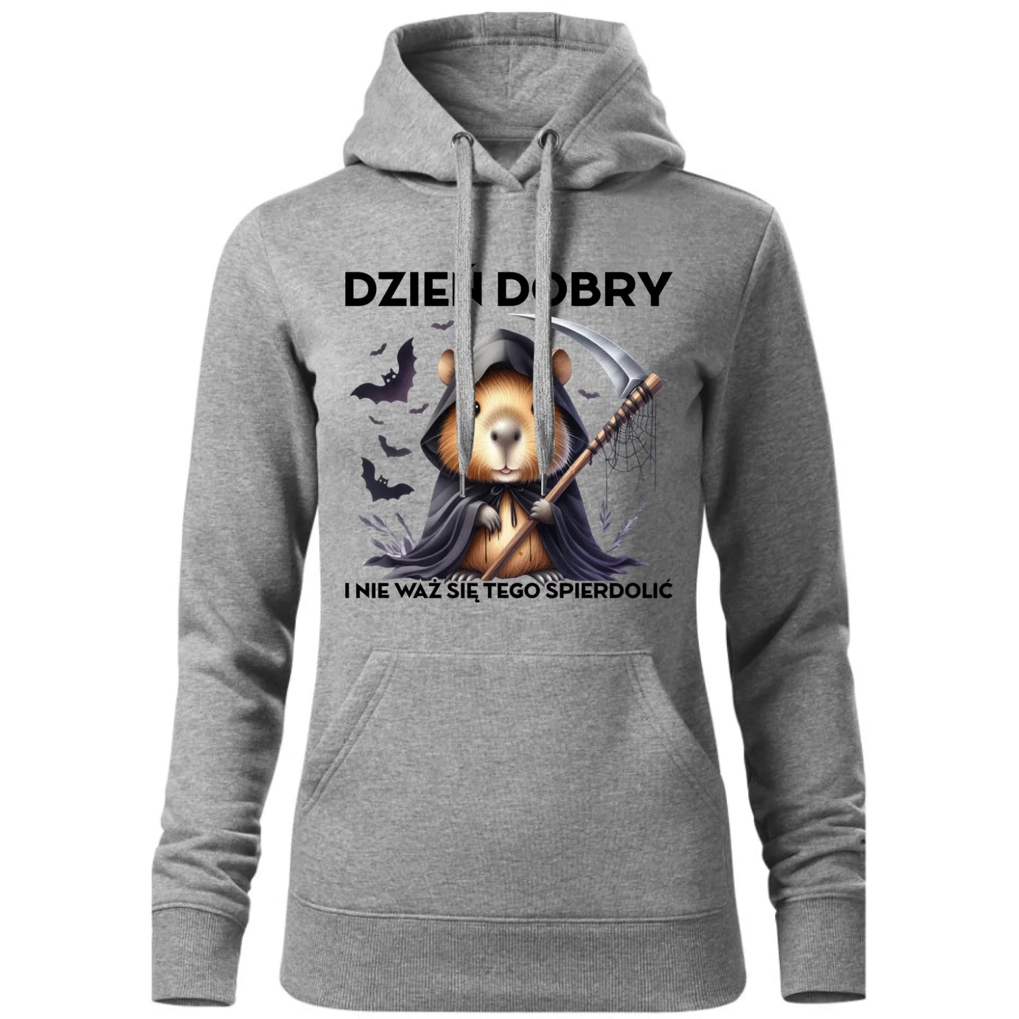 Bluza damska z kapturem na halloween - Kapibara Żniwiarz - Dzień dobry - bez cenzury HL20 - StoryCups.pl
