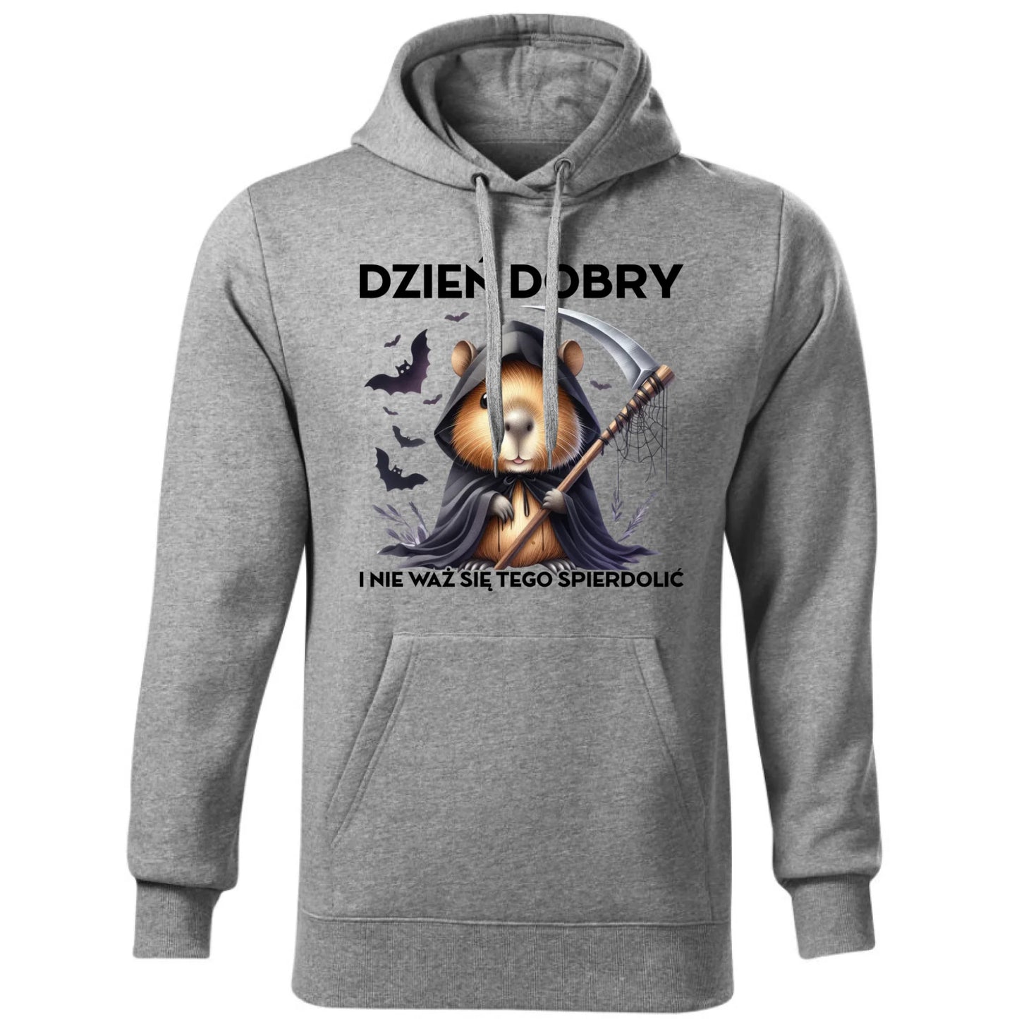 Bluza męska z kapturem na halloween - Kapibara Żniwiarz - Dzień dobry - bez cenzury HL20 - StoryCups.pl