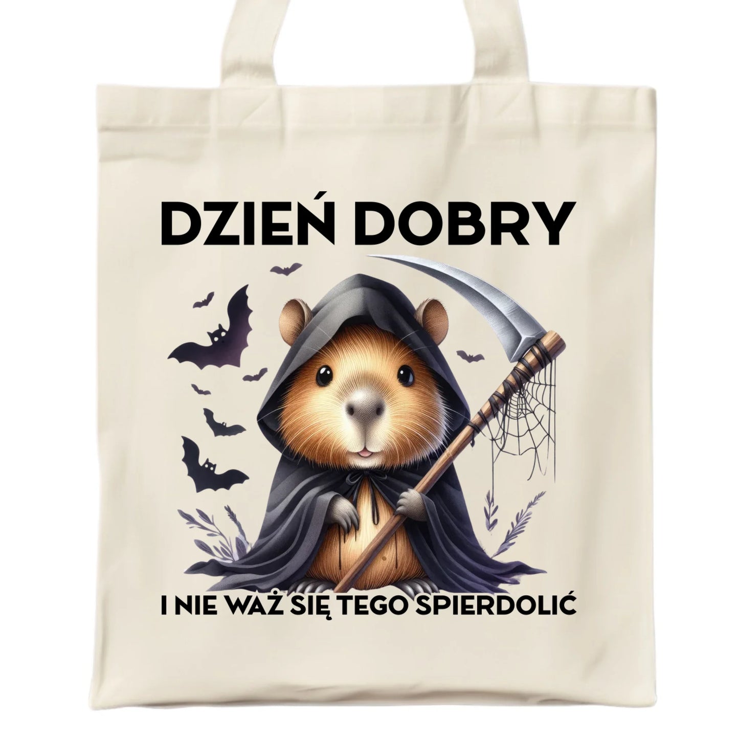 Torba halloweenowa - Kapibara Żniwiarz - Dzień dobry - bez cenzury HL20 - StoryCups.pl
