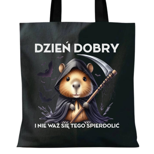 Torba halloweenowa - Kapibara Żniwiarz - Dzień dobry - bez cenzury HL20 - StoryCups.pl