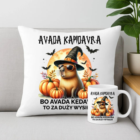 Zestaw poduszka i kubek halloweenowy - Kapibara - Avada Kapidavra HL21 - StoryCups.pl