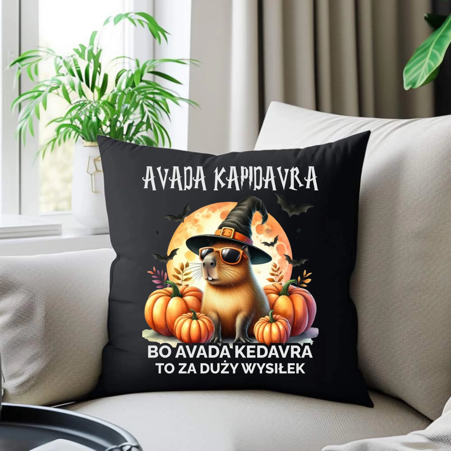 Poduszka dekoracyjna na Halloween - Kapibara - Avada Kapidavra HL21 - StoryCups.pl