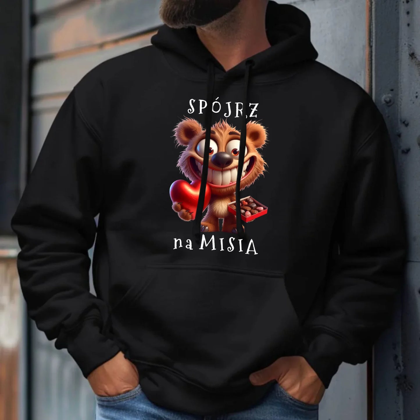 Bluza męska z kapturem - Spójrz na Misia W31 - StoryCups.pl
