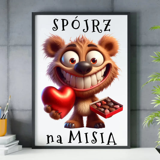 Plakat w ramie - Spójrz na Misia W31 - StoryCups.pl