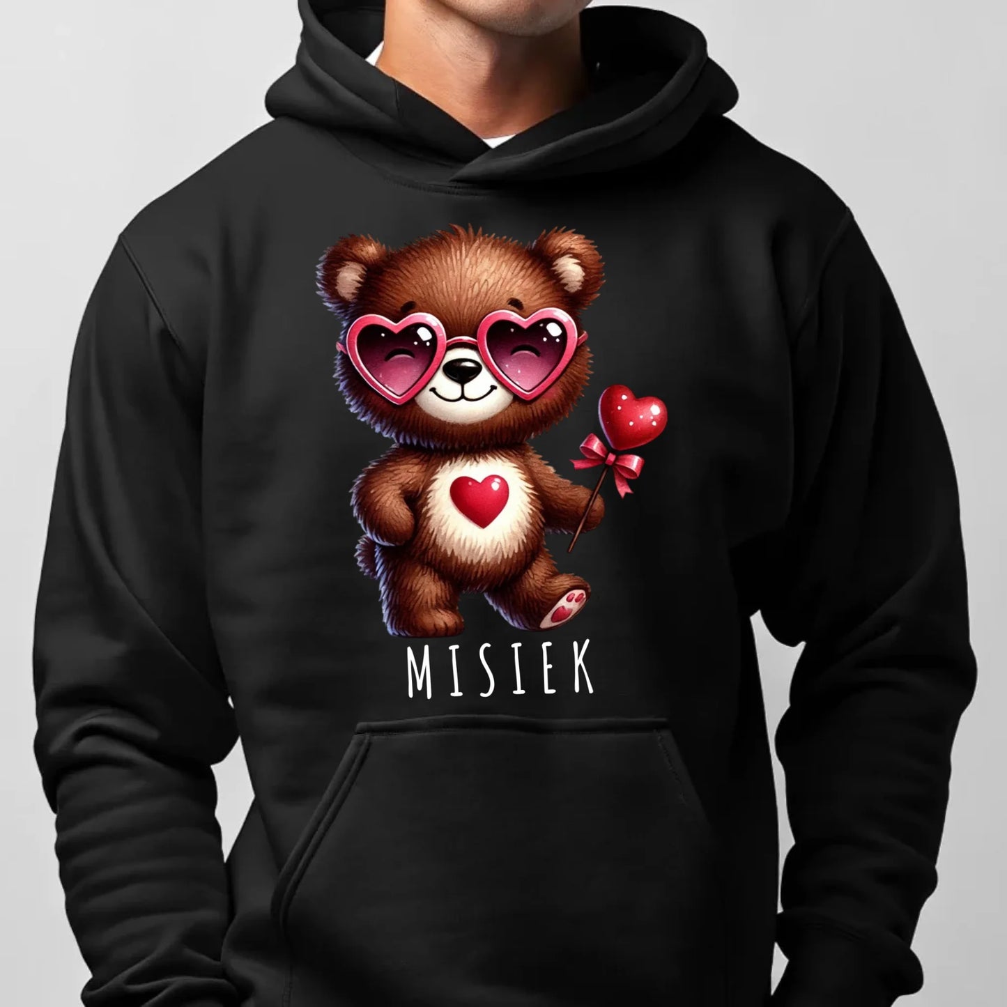 Bluza męska z kapturem - Misiek z sercem W34 - StoryCups.pl