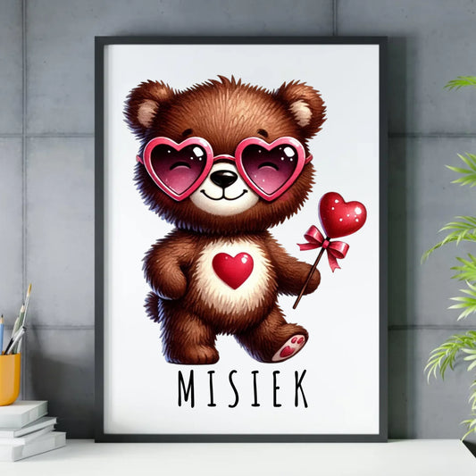 Plakat w ramie - Misiek z sercem W34 - StoryCups.pl