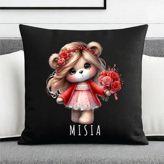 Poduszka dekoracyjna - prezent dla dziewczyny - Urocza Misia W35 - StoryCups.pl