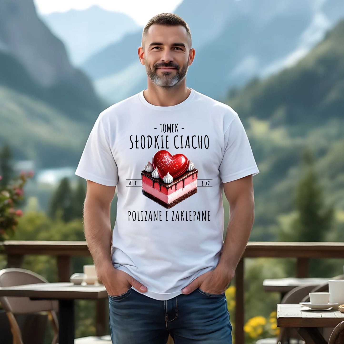 Koszulka męska - Słodkie ciacho polizane i zaklepane - personalizowana W36 - StoryCups.pl