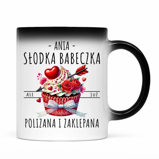 Kubek magiczny - Słodka babeczka polizana i zaklepana - personalizowany W37 - StoryCups.pl