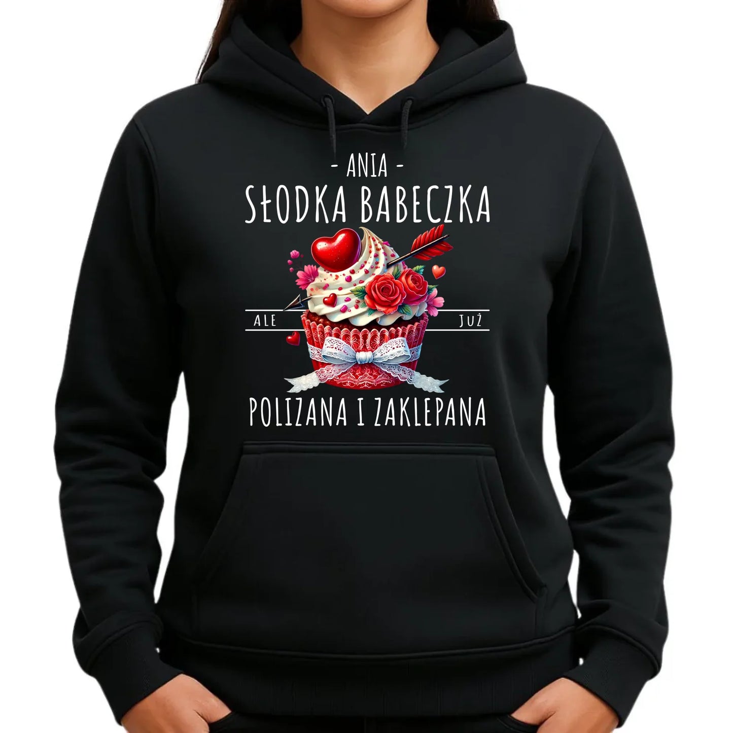 Bluza damska z kapturem - Słodka babeczka polizana i zaklepana - personalizowana W37 - StoryCups.pl