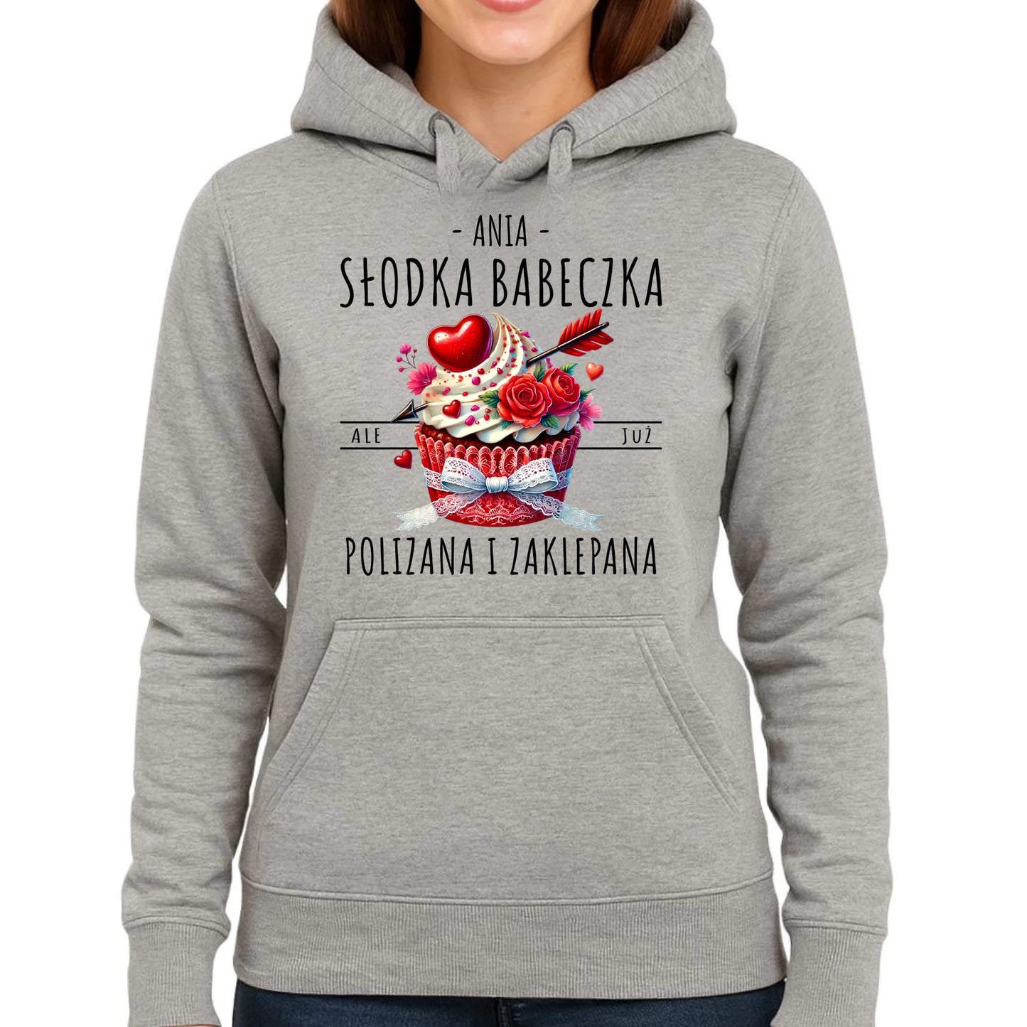 Bluza damska z kapturem - Słodka babeczka polizana i zaklepana - personalizowana W37 - StoryCups.pl