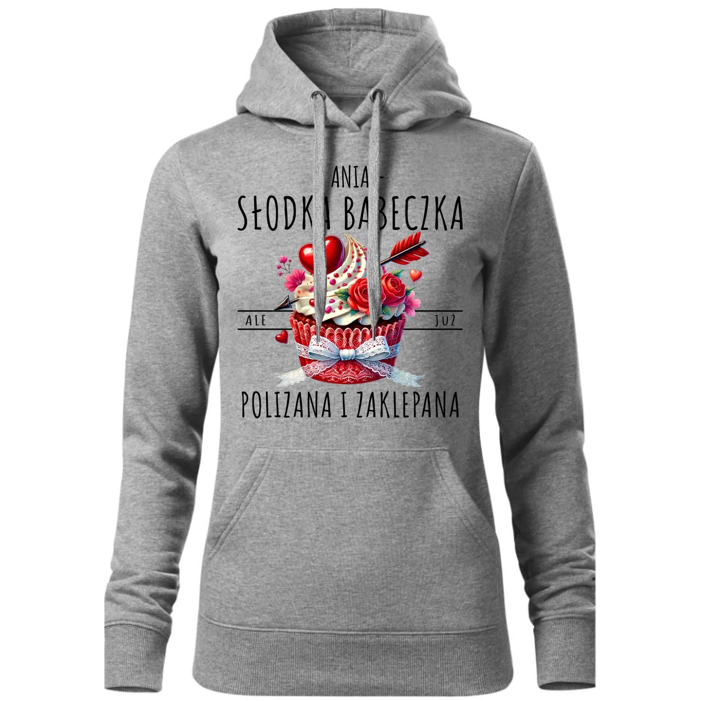 Bluza damska z kapturem - Słodka babeczka polizana i zaklepana - personalizowana W37 - StoryCups.pl