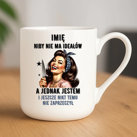 Kubek elegant dla niej - Niby nie ma ideałów - personalizowany DZ01 - StoryCups.pl