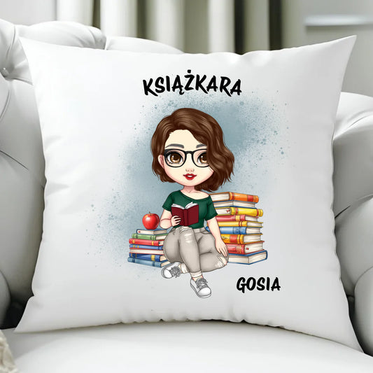 Poduszka - Książkara - Prezent dla miłośniczki czytania książek - personalizowana DZ03 - StoryCups.pl