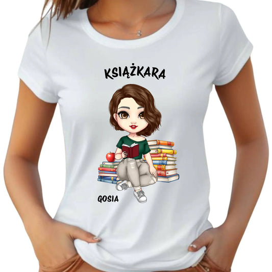 Koszulka damska - Książkara - Prezent dla miłośniczki czytania książek - personalizowana DZ03 - StoryCups.pl