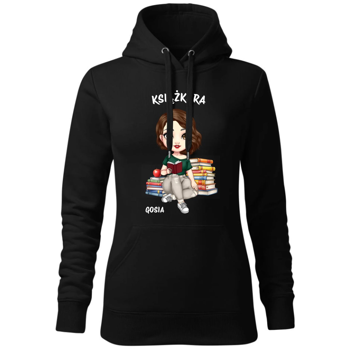 Bluza damska z kapturem - Książkara - Prezent dla miłośniczki czytania książek - personalizowana DZ03 - StoryCups.pl