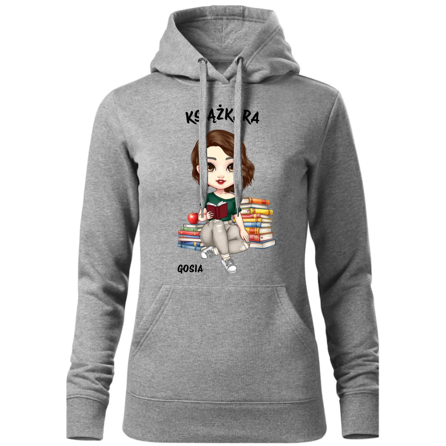 Bluza damska z kapturem - Książkara - Prezent dla miłośniczki czytania książek - personalizowana DZ03 - StoryCups.pl