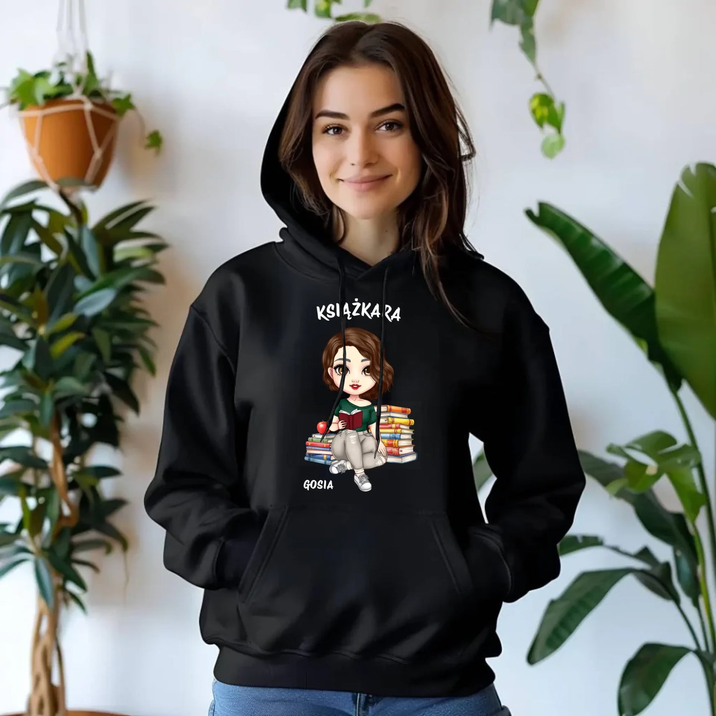 Bluza damska z kapturem - Książkara - Prezent dla miłośniczki czytania książek - personalizowana DZ03 - StoryCups.pl