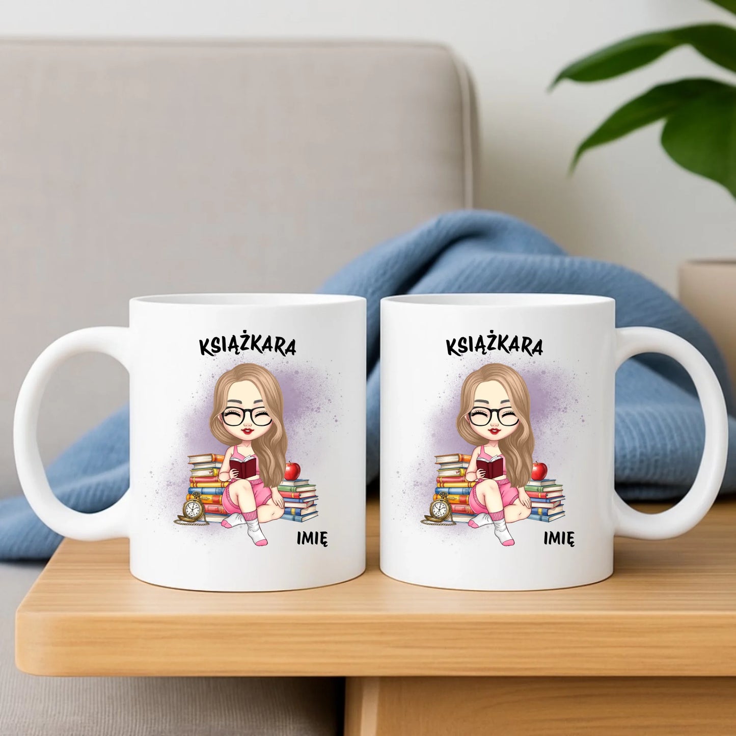 Zestaw poduszka i kubek - Książkara - Prezent dla miłośniczki czytania książek - personalizowany DZ04 - StoryCups.pl