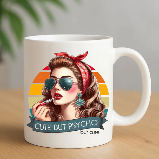 Kubek – Cute but psycho - w stylu retro DZ09 - StoryCups.pl