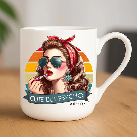 Kubek elegant – Cute but psycho - w stylu retro DZ09 - StoryCups.pl