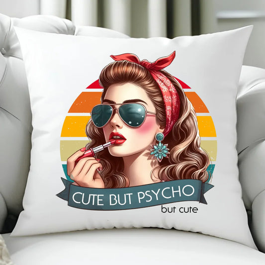 Poduszka – Cute but psycho - w stylu retro DZ09 - StoryCups.pl