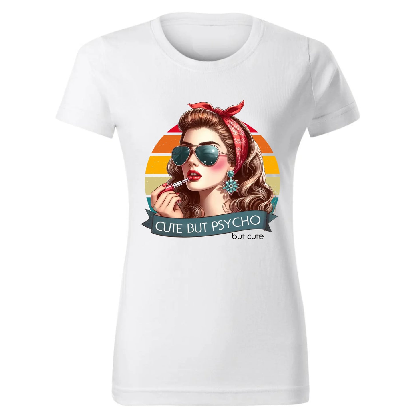 Koszulka damska – Cute but psycho - w stylu retro DZ09 - StoryCups.pl