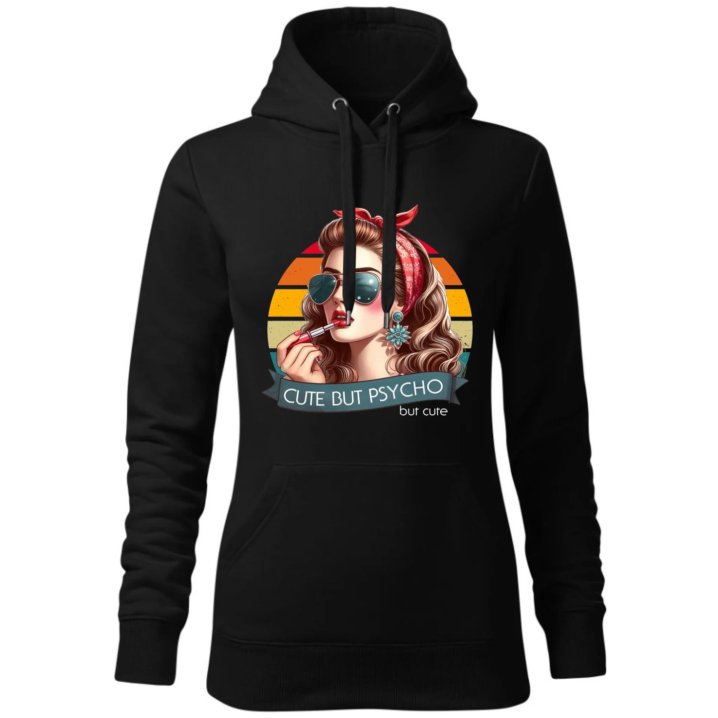 Bluza damska z kapturem – Cute but psycho - w stylu retro DZ09 - StoryCups.pl