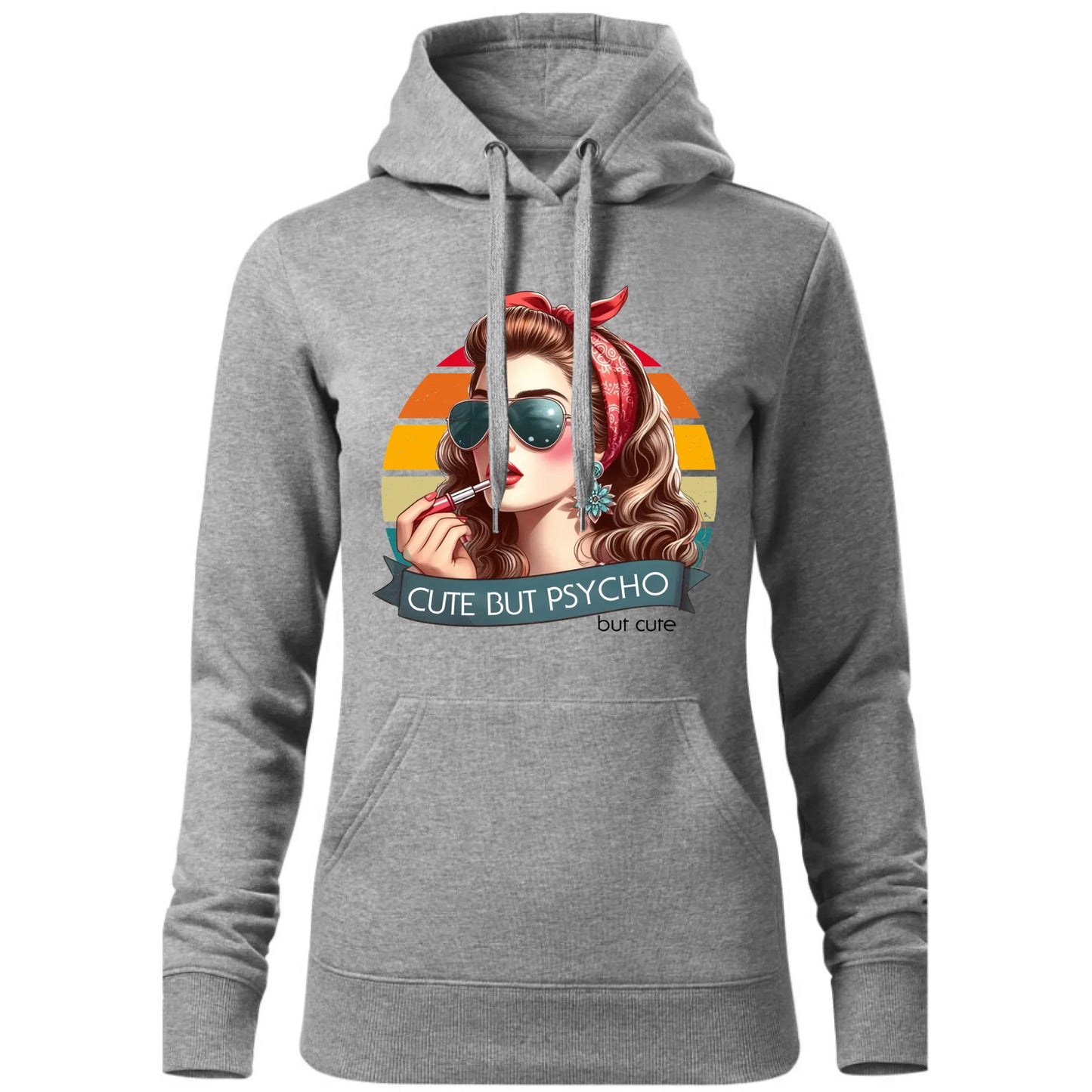 Bluza damska z kapturem – Cute but psycho - w stylu retro DZ09 - StoryCups.pl
