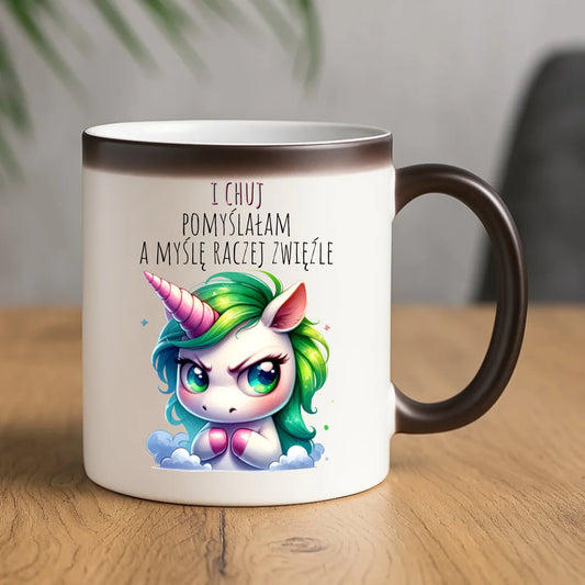 Kubek magiczny z jednorożcem – I ch*j pomyślałam – bez cenzury DZ12 - StoryCups.pl