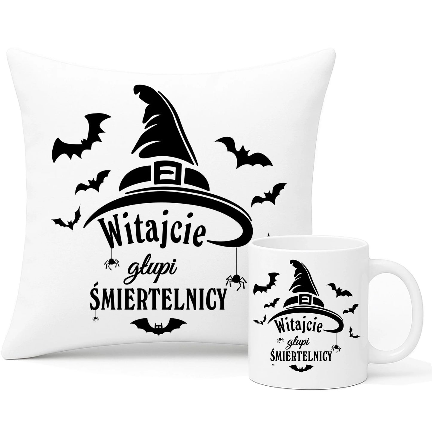 Zestaw poduszka i kubek na Halloween - Witajcie głupi śmiertelnicy HL23 - StoryCups.pl