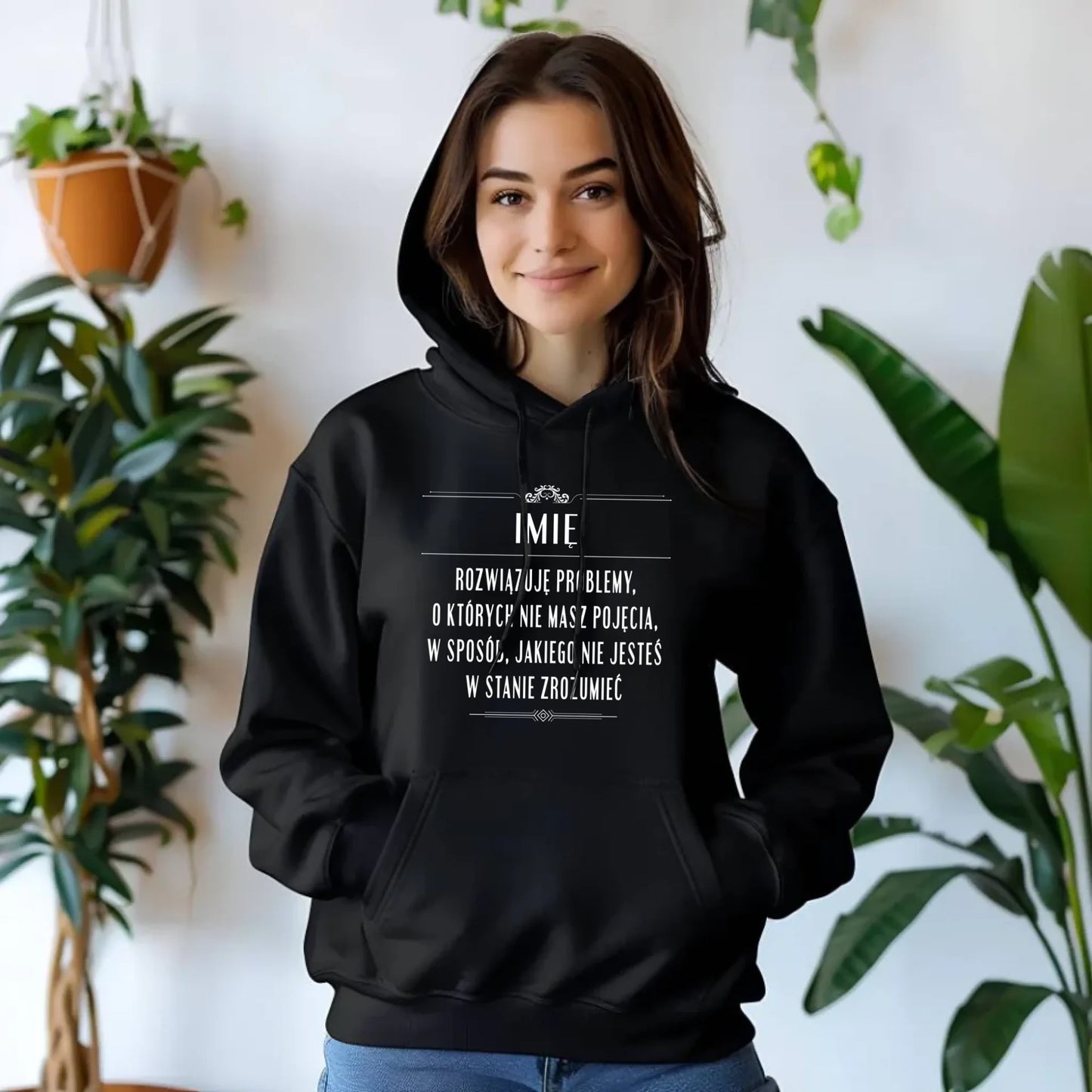 Bluza damska z kapturem - Rozwiązuję problemy, o których nie masz pojęcia - personalizowana DZ20 - StoryCups.pl