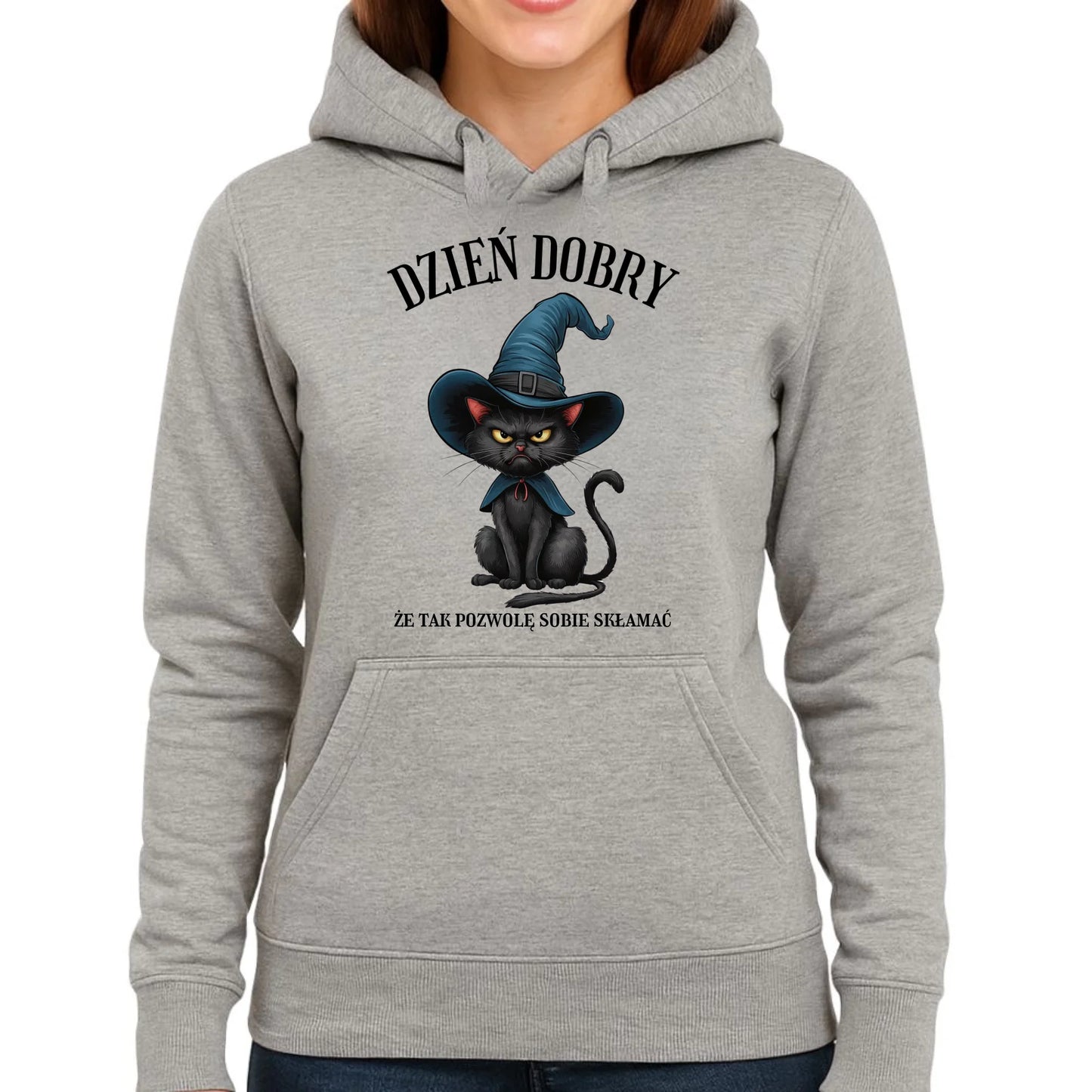Bluza damska z kapturem halloweenowa - Dzień dobry, że tak pozwolę sobie skłamać HL27