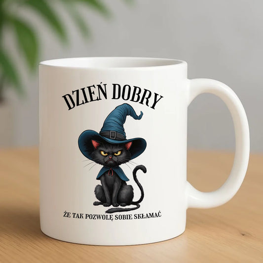 Kubek halloweenowy - Dzień dobry, że tak pozwolę sobie skłamać HL27 - StoryCups.pl
