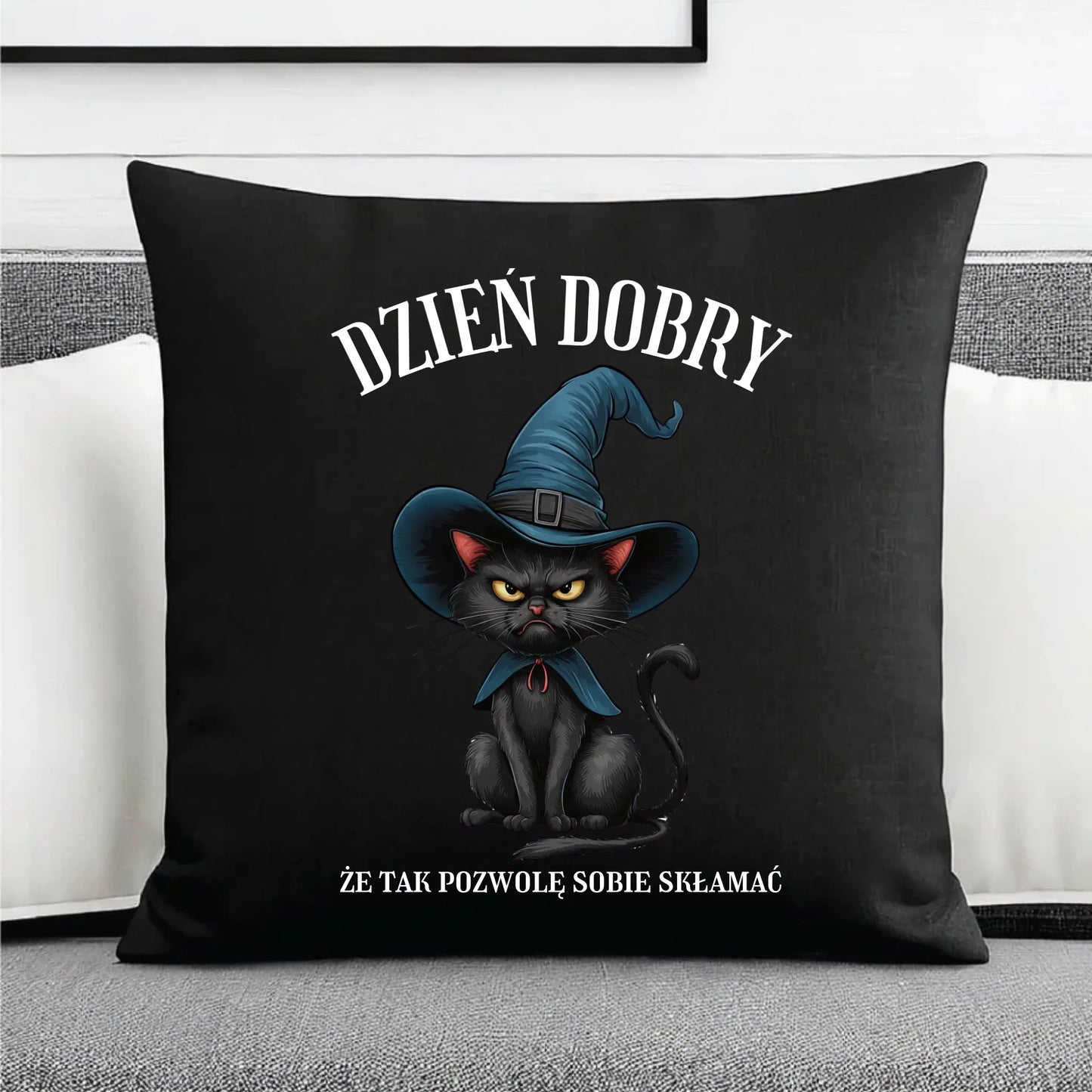 Poduszka dekoracyjna halloweenowa - Dzień dobry, że tak pozwolę sobie skłamać HL27 - StoryCups.pl