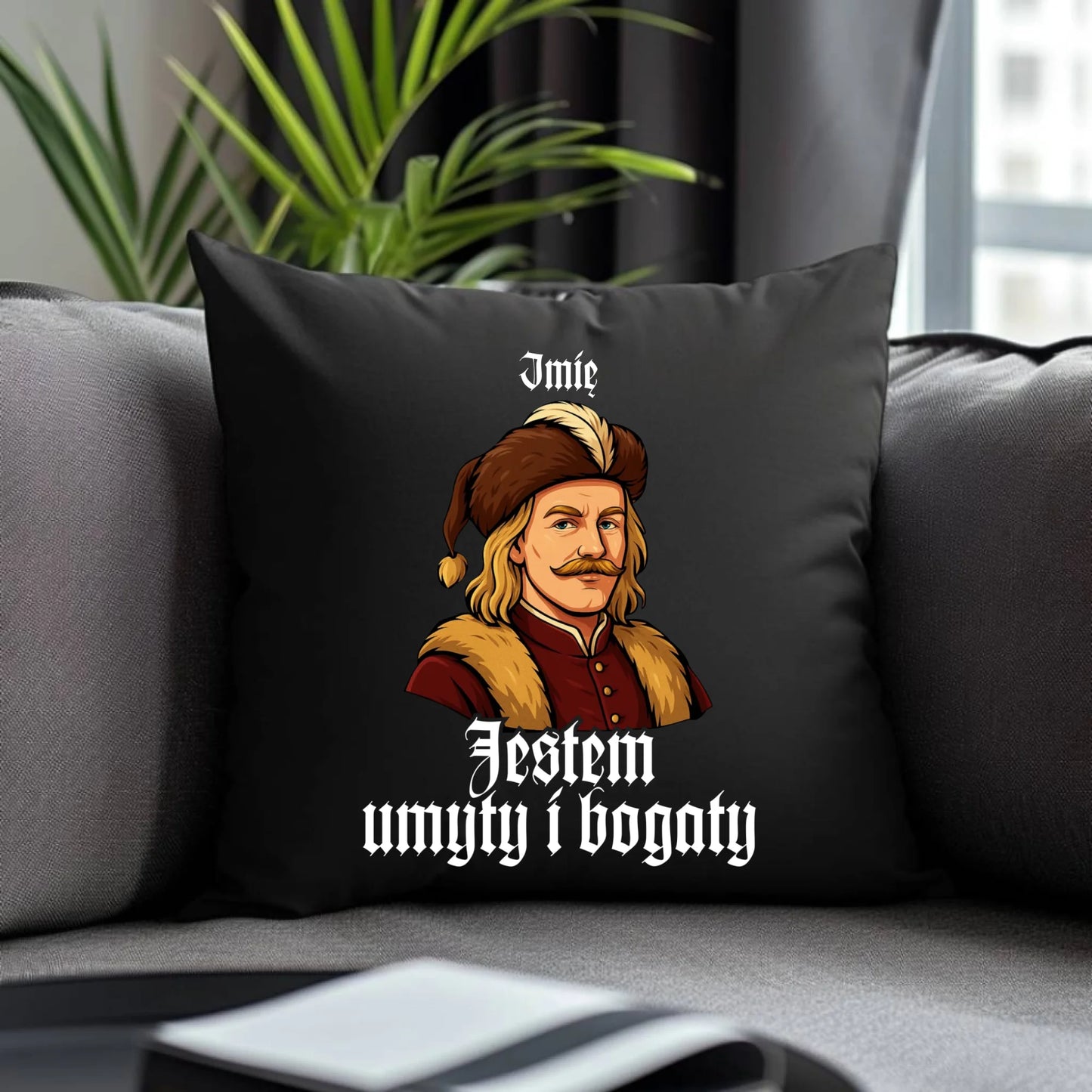 Poduszka dekoracyjna - Jestem umyty i bogaty - dla fanów serialu 1670 - personalizowana H60 - StoryCups.pl