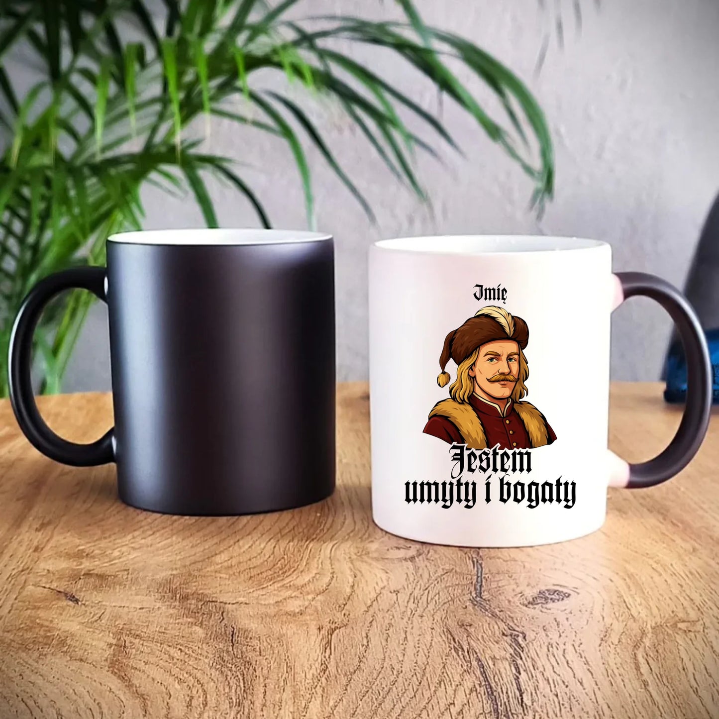 Kubek magiczny - Jestem umyty i bogaty - dla fanów serialu 1670 - personalizowany H60 - StoryCups.pl