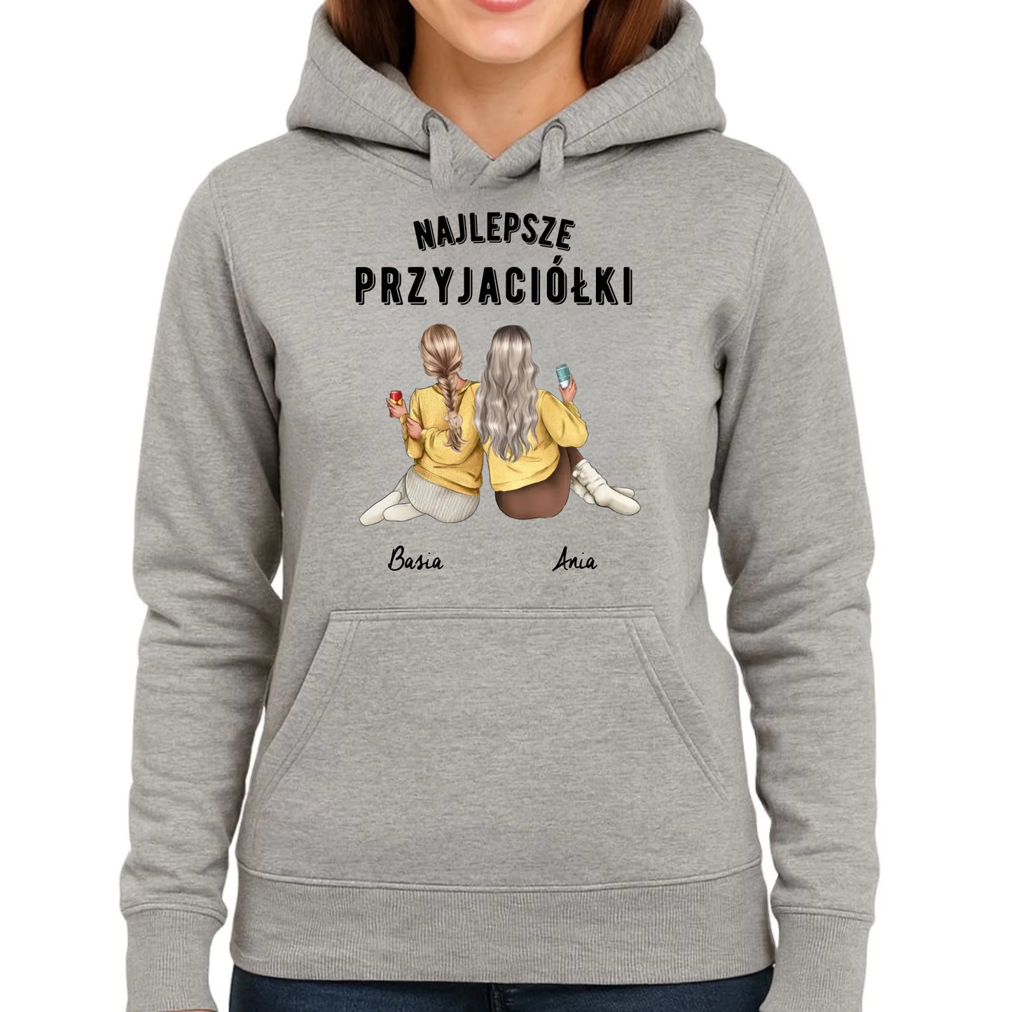 Bluza damska z kapturem - prezent dla przyjaciółek - Najlepsze przyjaciółki 2-4 osób - personalizowana PR01 - StoryCups.pl