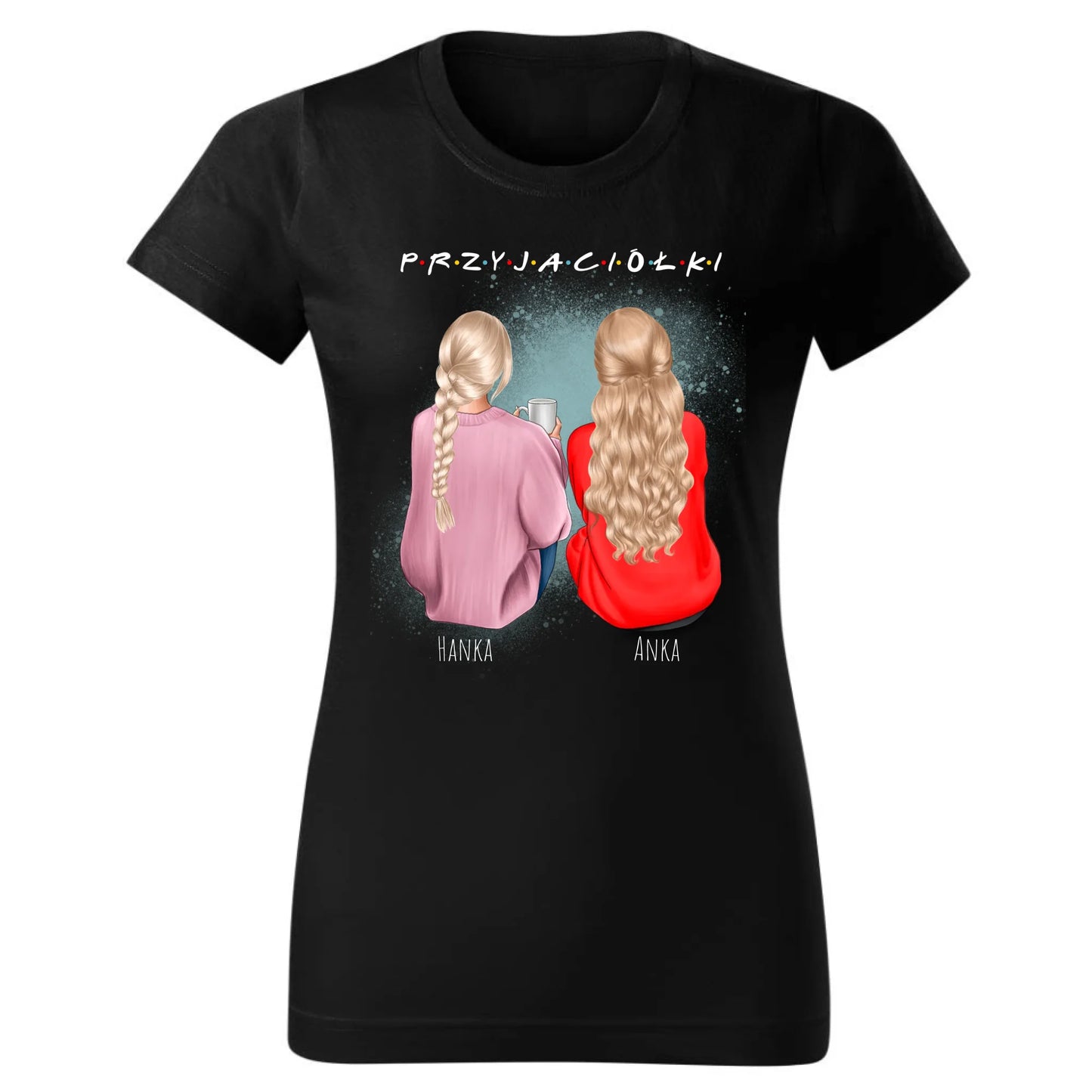 Koszulka damska - prezent dla przyjaciółki - personalizowane postacie 2-4 osoby PR02 - StoryCups.pl