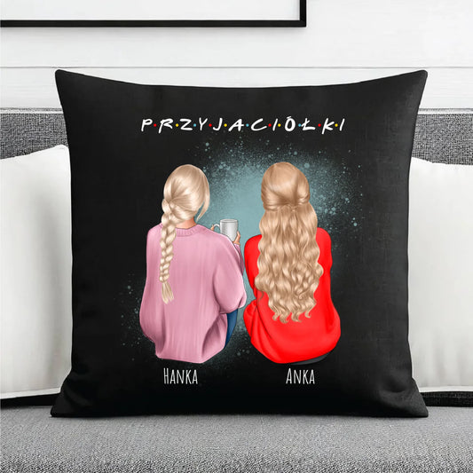 Poduszka dekoracyjna - prezent dla przyjaciółki - personalizowane postacie 2-4 osoby PR02 - StoryCups.pl