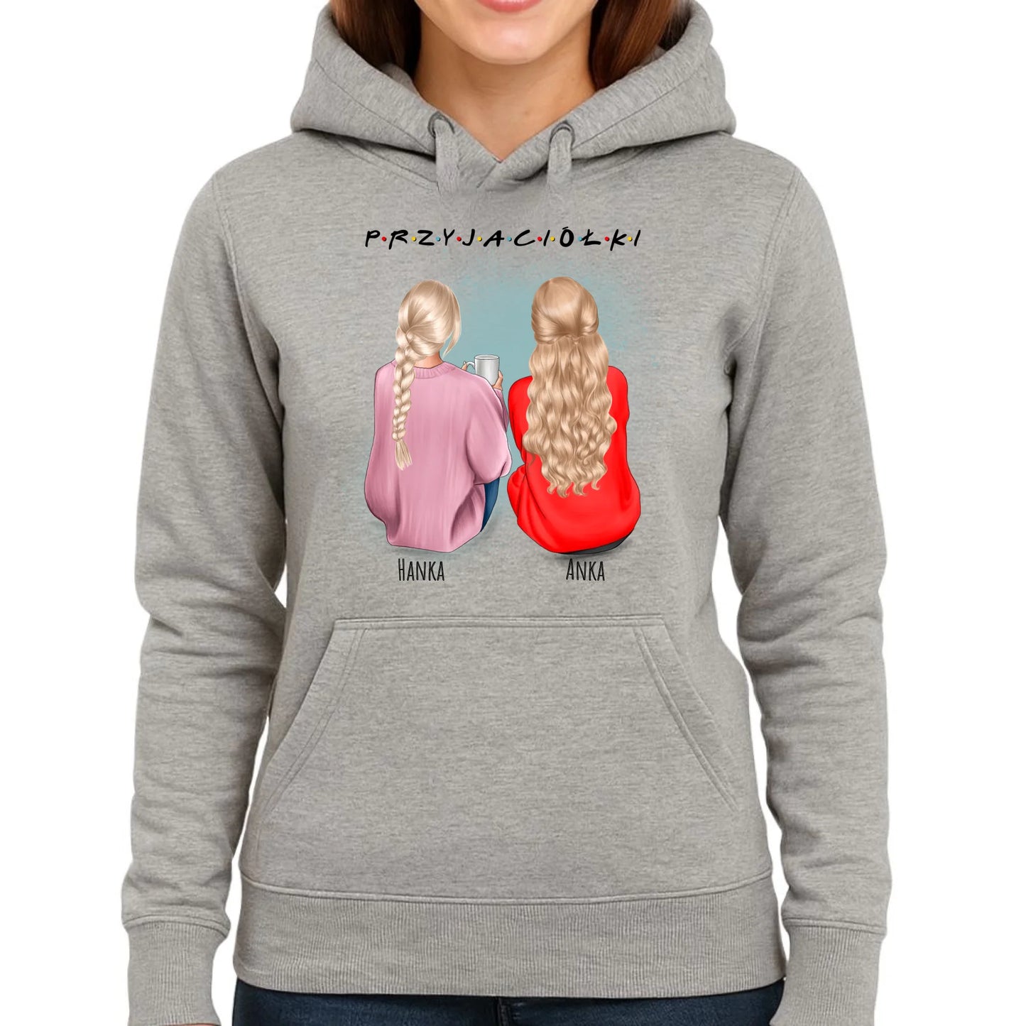 Bluza damska z kapturem - prezent dla przyjaciółki - personalizowane postacie 2-4 osoby PR02 - StoryCups.pl