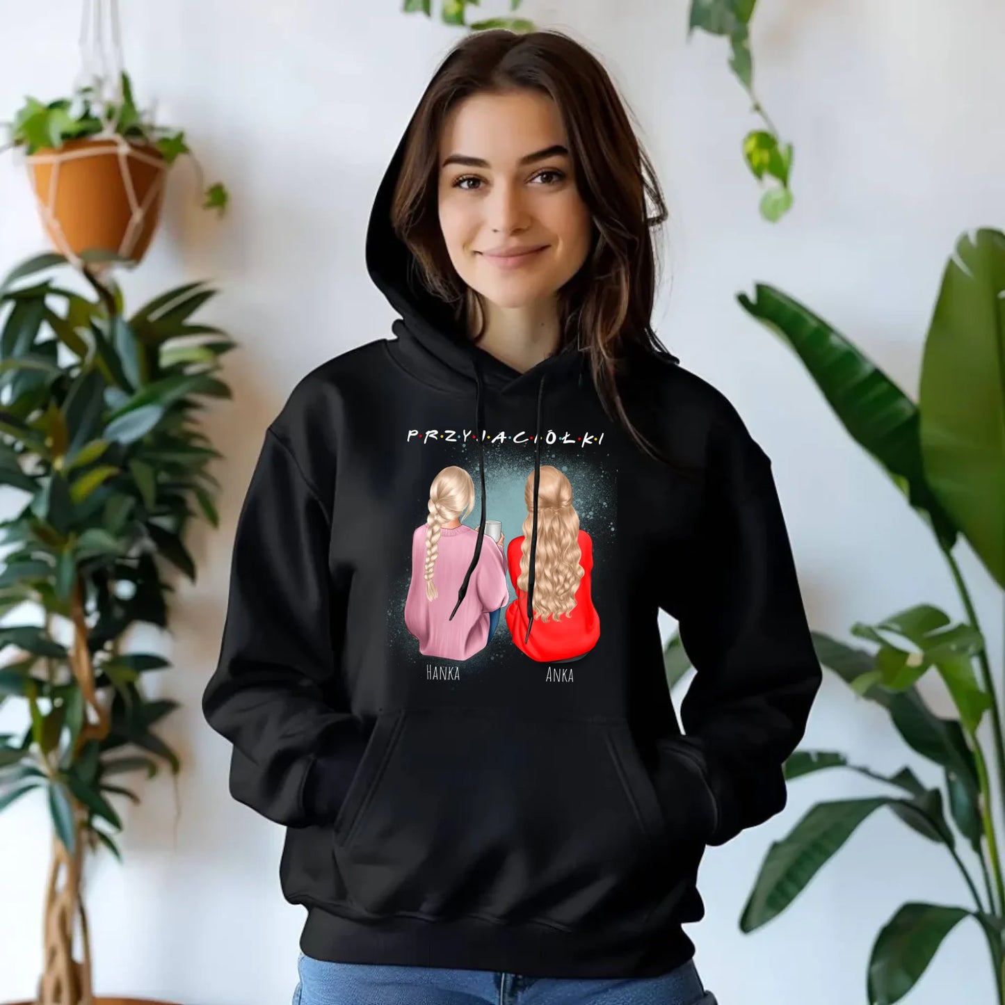 Bluza damska z kapturem - prezent dla przyjaciółki - personalizowane postacie 2-4 osoby PR02 - StoryCups.pl