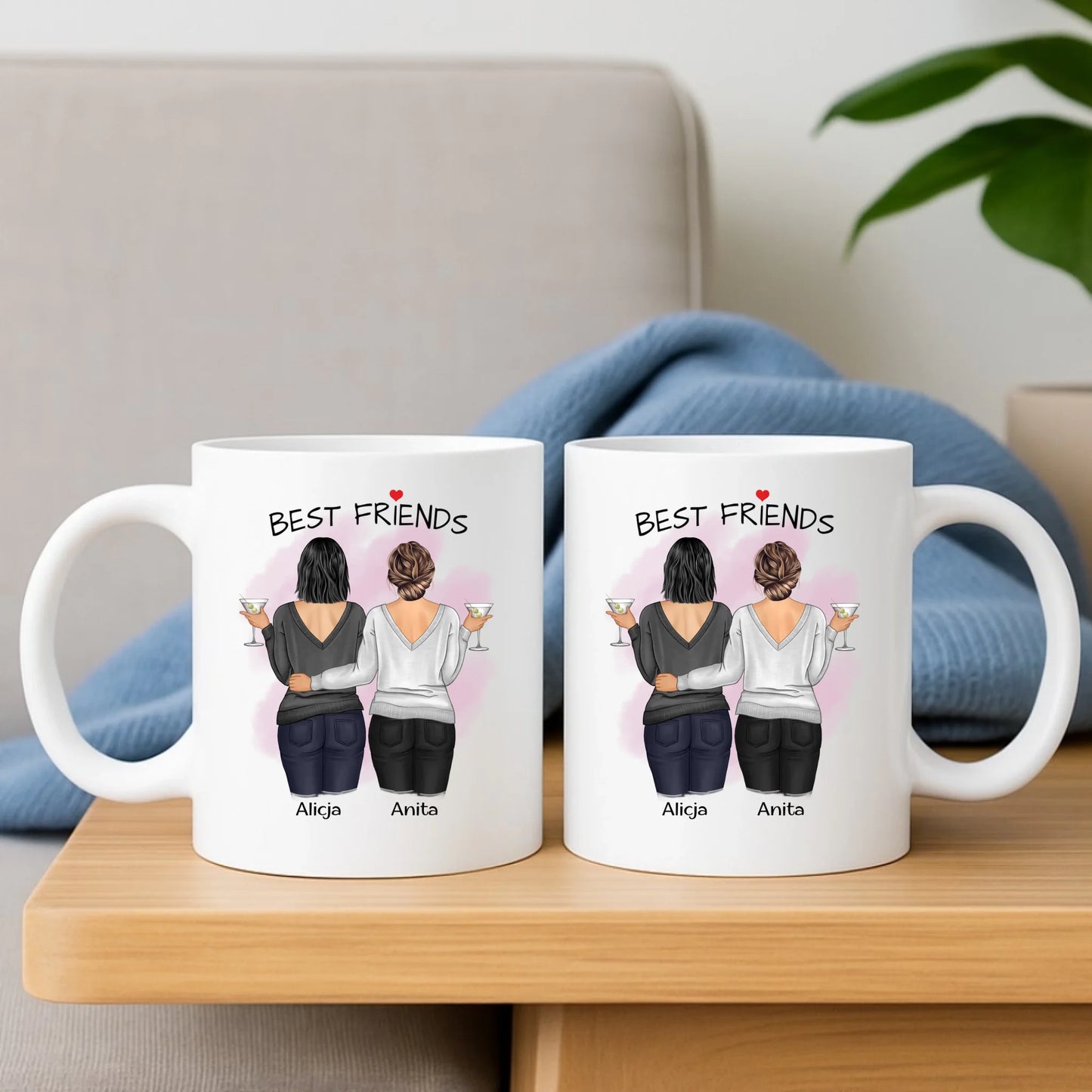 Zestaw poduszka i kubek - prezent dla przyjaciółki - Best Friends - personalizowane postacie 2-4 osoby PR03 - StoryCups.pl