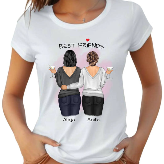 Koszulka damska - prezent dla przyjaciółki - Best Friends - personalizowane postacie 2-4 osoby PR03 - StoryCups.pl