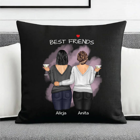 Poduszka dekoracyjna - prezent dla przyjaciółki - Best Friends - personalizowane postacie 2-4 osoby PR03 - StoryCups.pl