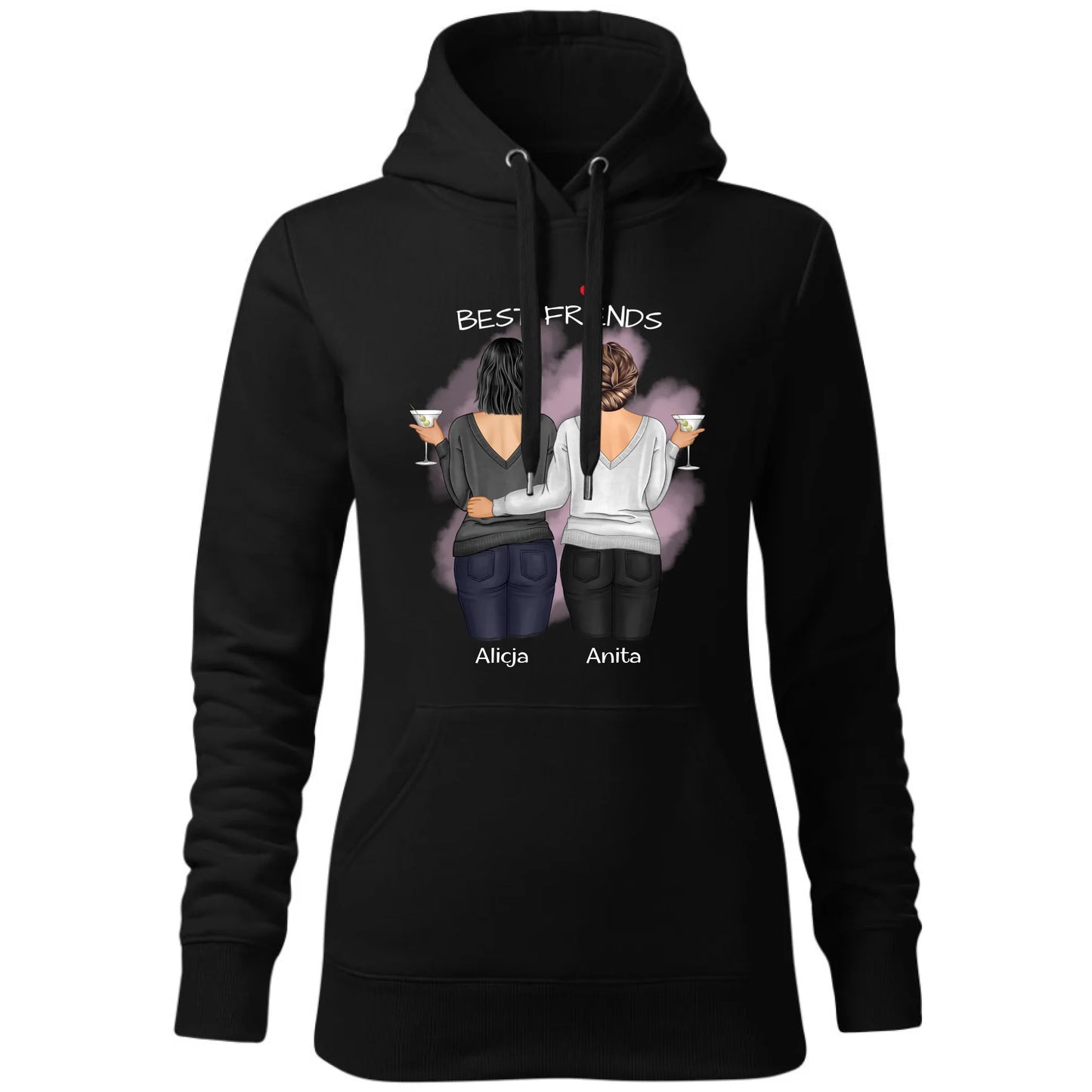 Bluza damska z kapturem - prezent dla przyjaciółki - Best Friends - personalizowane postacie 2-4 osoby PR03 - StoryCups.pl