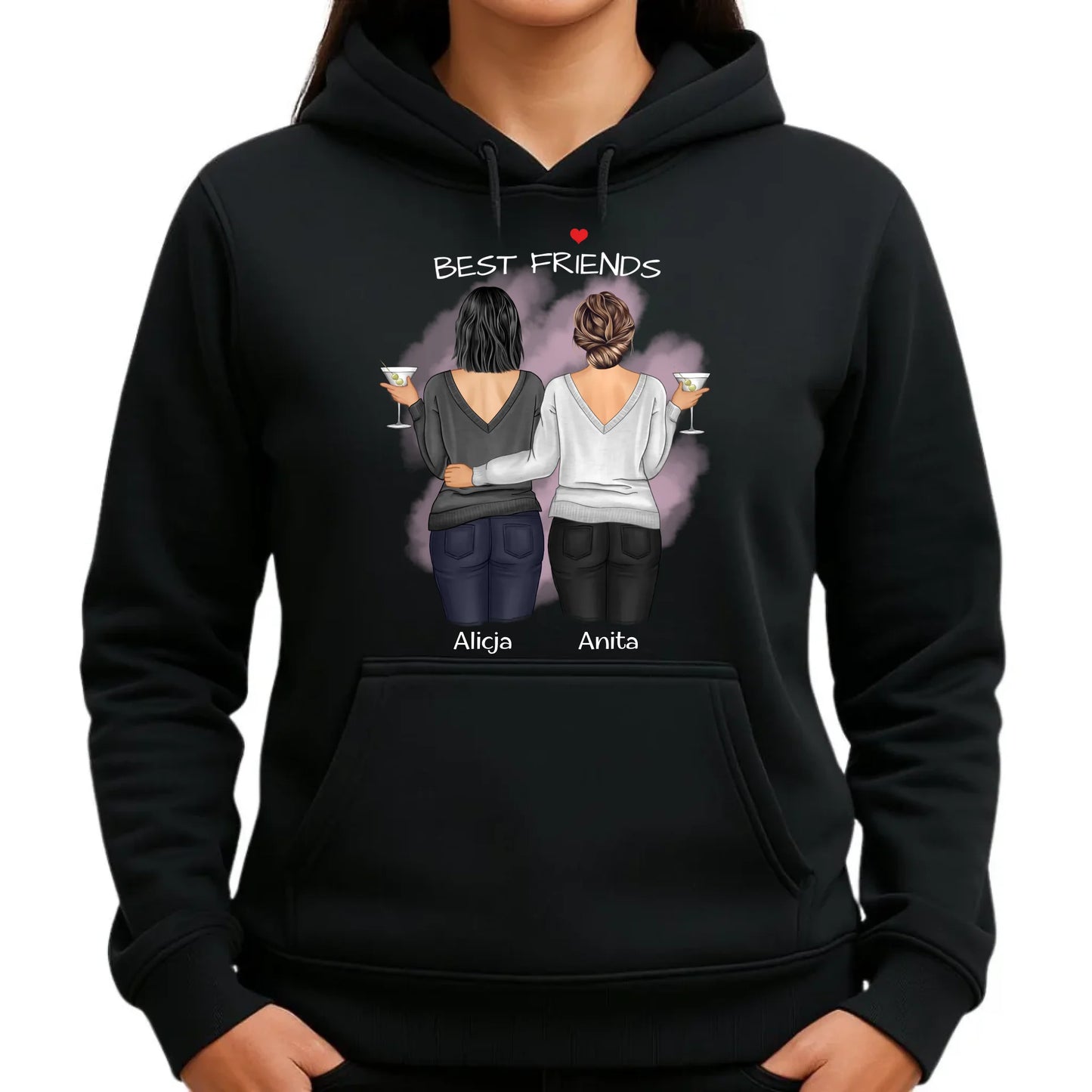 Bluza damska z kapturem - prezent dla przyjaciółki - Best Friends - personalizowane postacie 2-4 osoby PR03 - StoryCups.pl