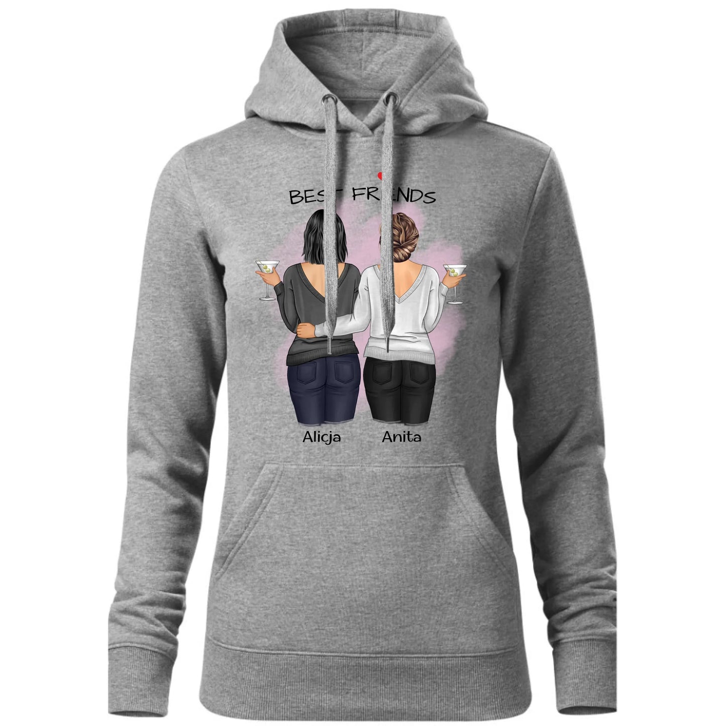 Bluza damska z kapturem - prezent dla przyjaciółki - Best Friends - personalizowane postacie 2-4 osoby PR03 - StoryCups.pl